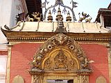 
The Golden Gate, or Sun Dhoka, in Bhaktapur’s Durbar Square is actually made of brass, and is one of the most important pieces of art in the whole Kathmandu Valley. The gate is the entrance to the main courtyard of the 55 Window Palace. The gate and palace were built by King Bhupatindra Malla but were not completed until 1754.
